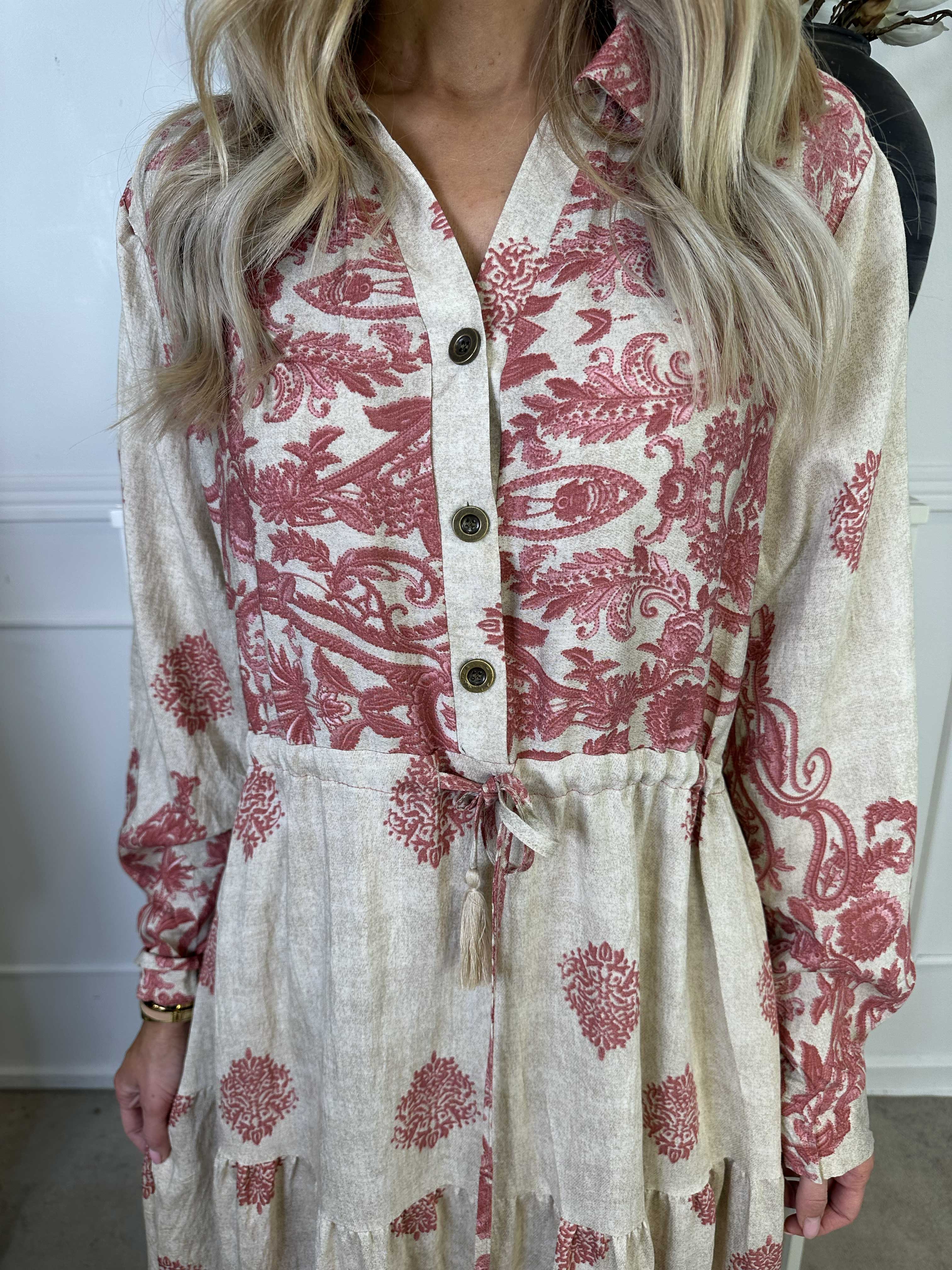 Kira - Lång bohemisk klänning med mönster